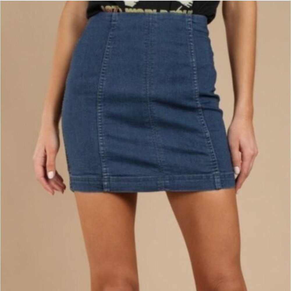 Free People‎ Modern Femme Denim Mini Skirt Westminster Blue NWT 8
